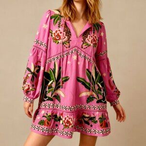 Pink Farm Rio Leopard Forest Mini Dress - NWT